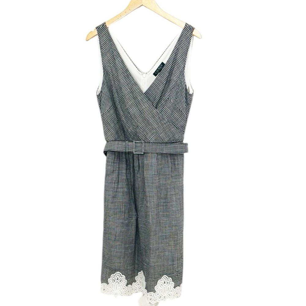 LAUREN RALPH LAUREN Gingham Dress Black/White Sleeveless Size 12 EUC